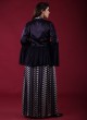 Navy Blue Embroidered Kurta With Printed Palazzo